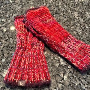 Fingerless Knitted Red and Purple Eddie Bauer Women's Gloves
